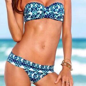Victoria's Secret Push Up Blue Knockout Bikini Ikat Tribal Size Medium Set
